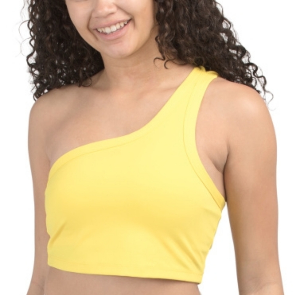 Spiritual Gangster Yellow One-Shoulder Crop Top